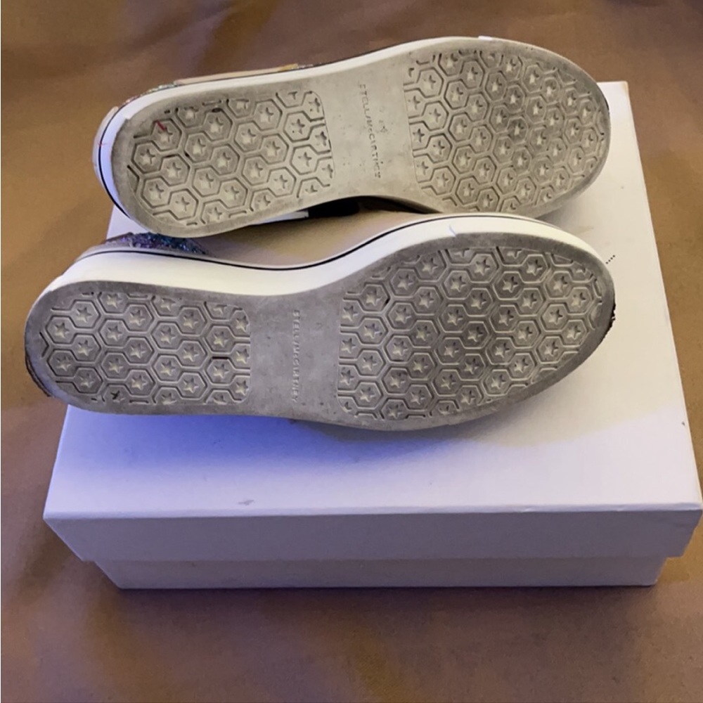 Stella McCartney Binx Slip On Platforms 38 Euro/8 US Khaki w/ 🌈 Sparkle Stars - Picture 7 of 11